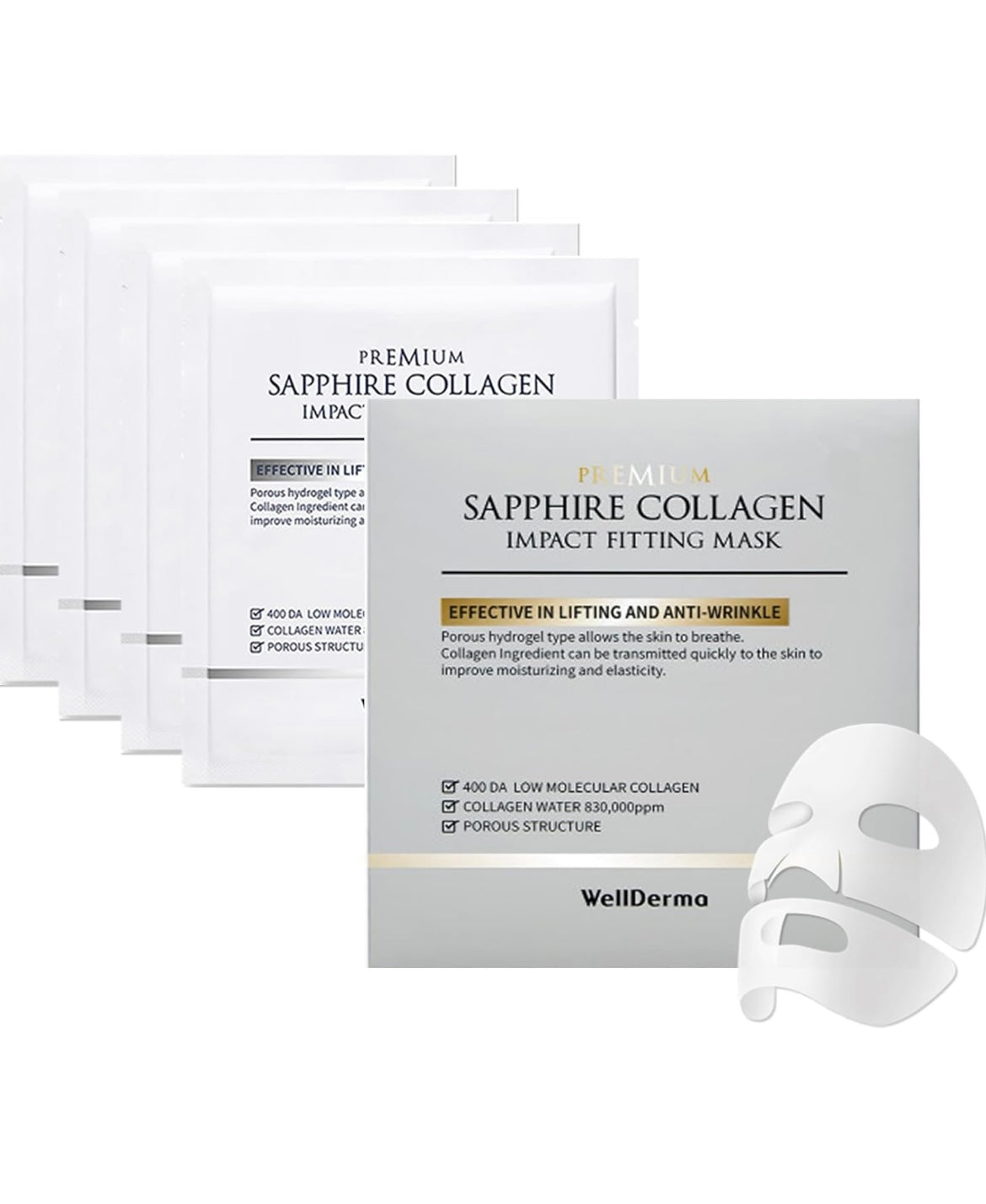 WellDerma Premium Sapphire Collagen Impact
Fitting Mask 25g-4 stk