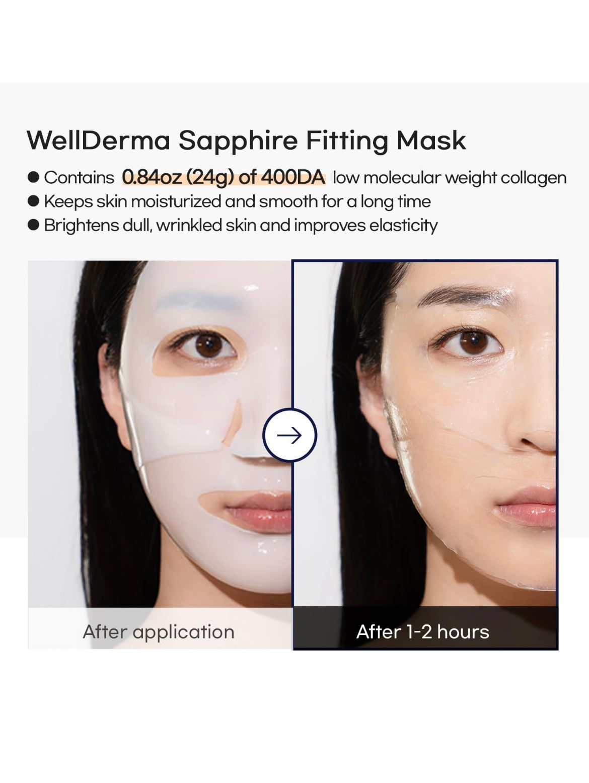 WellDerma Premium Sapphire Collagen Impact
Fitting Mask 25g-4 stk